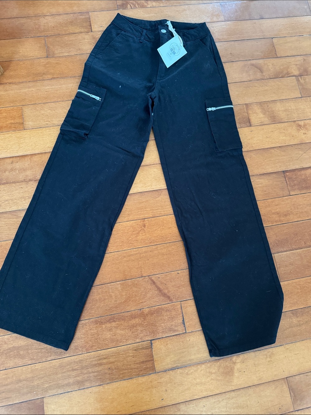 Urban Renewal Black Cargo Pants with Side Zip Pockets
